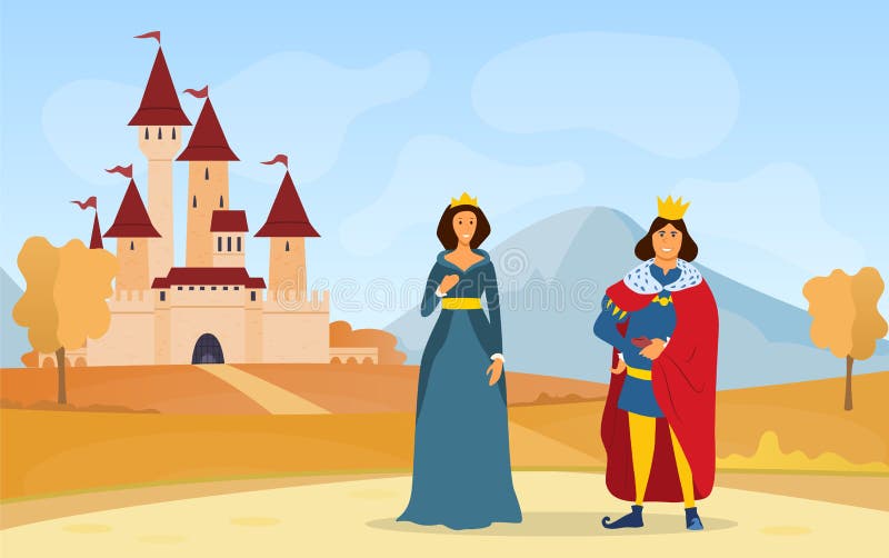 King and queen in court room a palace Royalty Free Vector