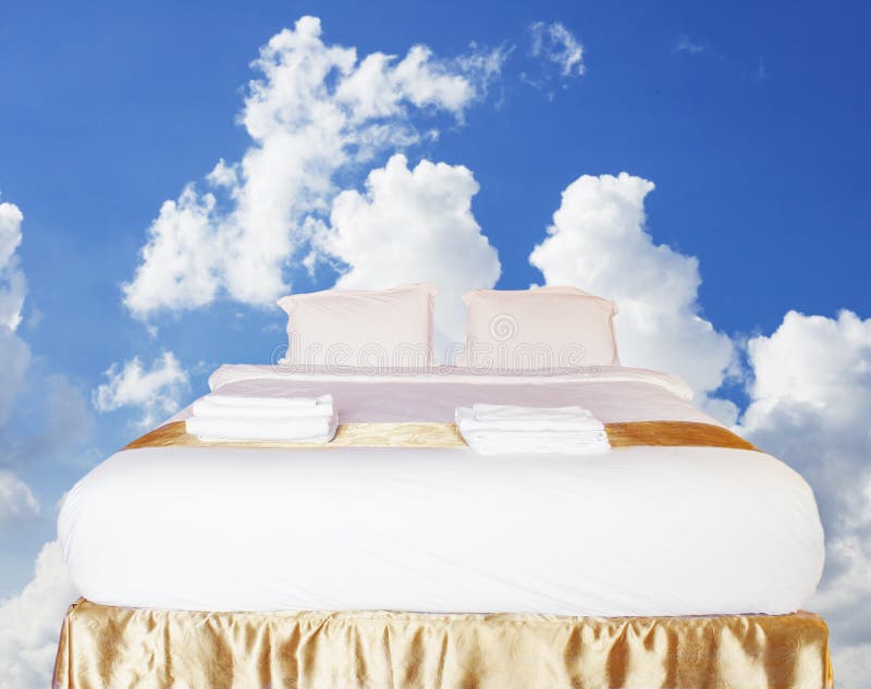King Size Bed with Blue Sky Stock Image Image of view, hotel 135285041