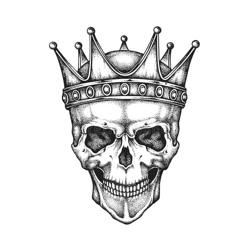 King Skull Wearing Medieval Crown. 