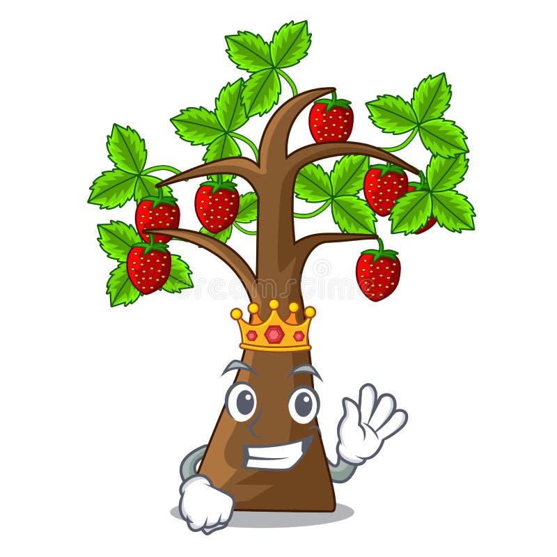 King Strawberry Tree Isolated with the Cartoon Stock Vector