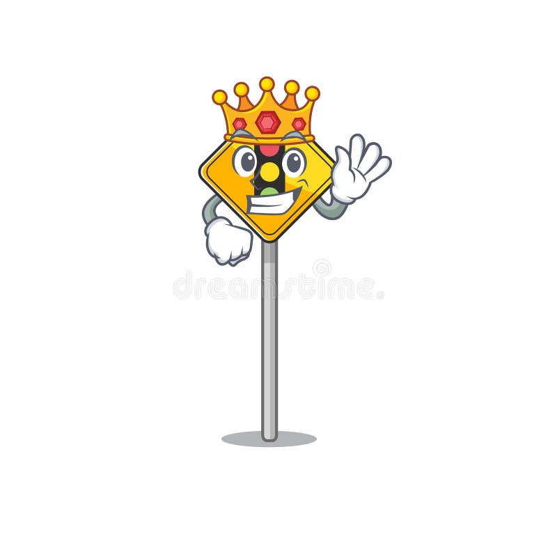 King Traffic Light Ahead on Roadside Characters Stock Vector