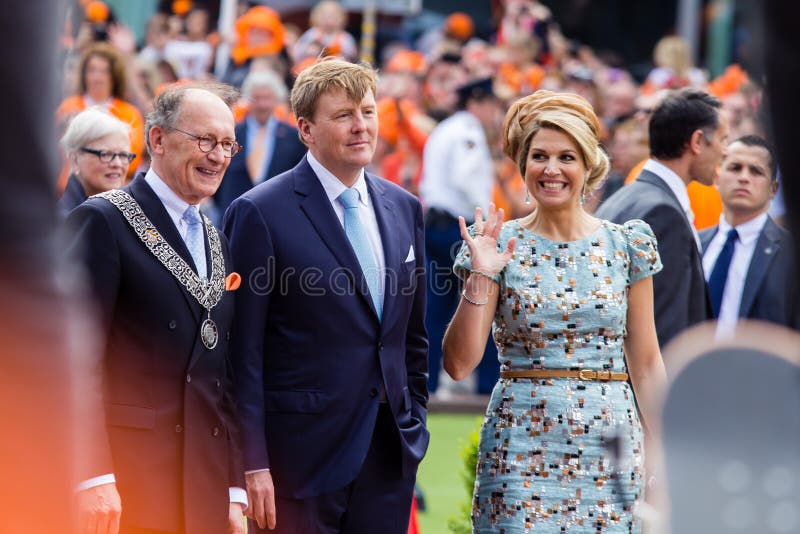 King Willem-Alexander and queen MaximÃ¡ of The Netherlands, King`s Day 2014, Amstelveen, The Netherlands