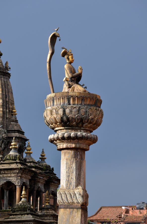 King Yoganarendra Malla Bronze Statue. Patan, Nepal Stock Photo - Image