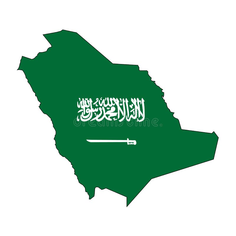 Kingdom of Saudi Arabia Green Vector Flag Inside a Map of in the ...