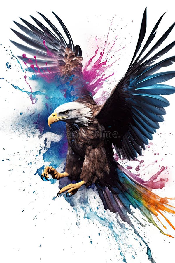 Kingfisher, bald eagle and parrot royalty free illustration