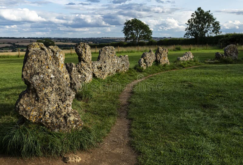 The Kings Men Neolithic Stone Circle, Rollright Stones, Wales, United Kingdom. The Kings Men Neolithic Stone Circle, Rollright Stones, Wales, United Kingdom.