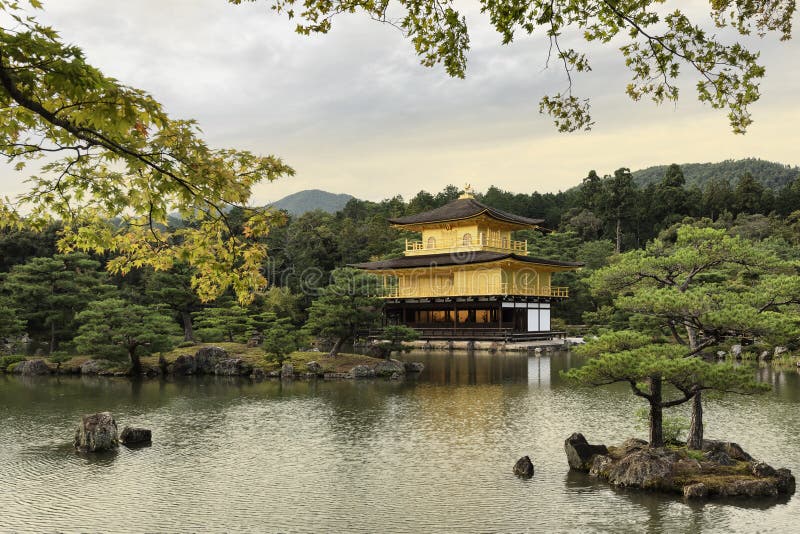 Kinkaku-ji, Golden Pavilion, Kyoto, Japan at sunset stock photography Kinkaku-ji, Golden Pavilion, Kyoto, Japan at sunset stock photography