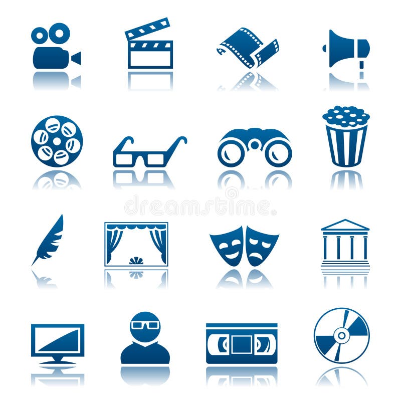 Kino- und Theaterikonenset stock abbildung Kino- und Theaterikonenset stock abbildung