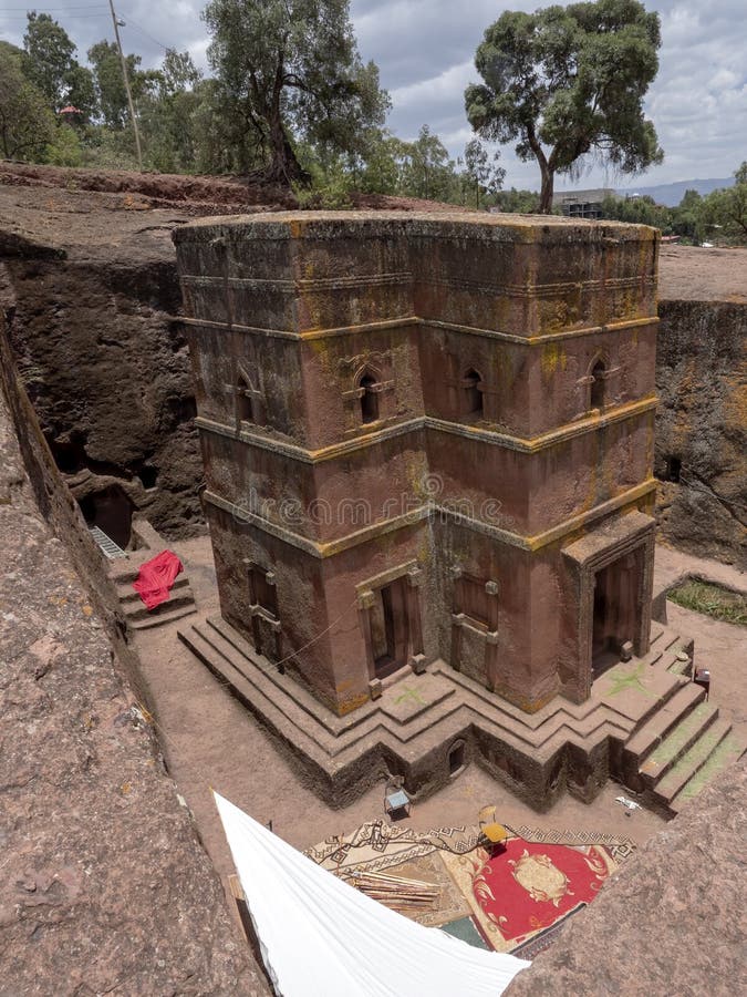 Kirche von St George, wird in den Felsen, Lalibela, Äthiopien geschnitzt stockbild Kirche von St George, wird in den Felsen, Lalibela, Äthiopien geschnitzt stockbild