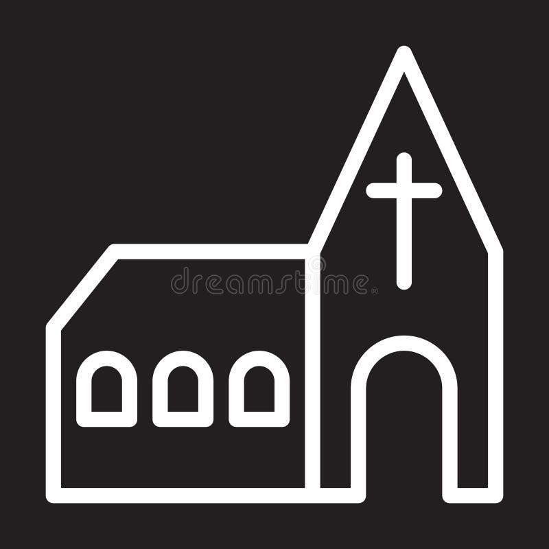 Kirchenlinie Ikone, weißes Entwurfszeichen, Vektorillustration lizenzfreie abbildung Kirchenlinie Ikone, weißes Entwurfszeichen, Vektorillustration lizenzfreie abbildung