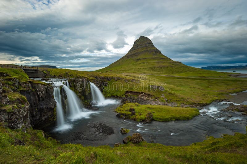 1343 Kirkjufellsfoss Waterfall Kirkjufell Mountain Iceland Stock