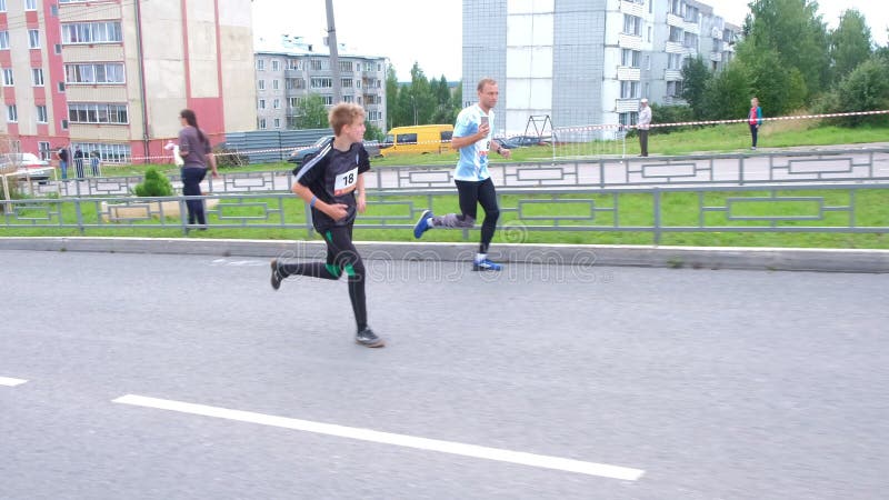 Kirov, Russia, 17-08-2019: Children`s teen running competitions in city.