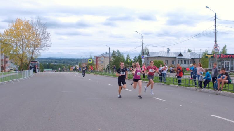 Kirov, Russia, 17-08-2019: Children`s teen running competitions in city.