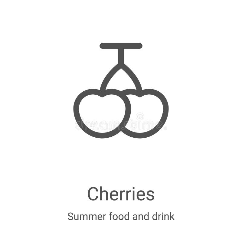 Kirschensymbol aus der Sommerkollektion Dünnlinienkirschen-Umrisssymbol Lineares Symbol für lizenzfreie abbildung