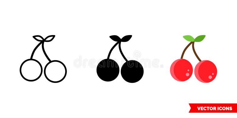 Kirschikone von 3 Arten. isoliertes Vektorzeichensymbol. vektor abbildung