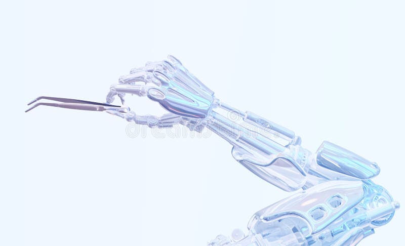 Kirurgrobothand som rymmer kirurgihjälpmedlet Robotic kirurgibegrepp Robotic illustration för teknologi 3D royaltyfri illustrationer