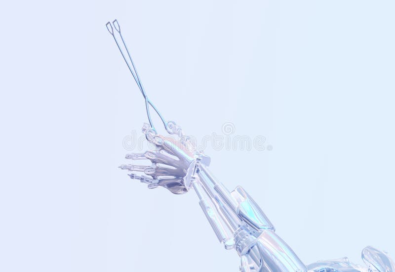 Kirurgrobothand som rymmer kirurgihjälpmedlet Robotic kirurgibegrepp Robotic illustration för teknologi 3D vektor illustrationer
