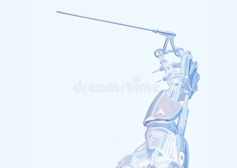 Kirurgrobothand som rymmer kirurgihjälpmedlet Robotic kirurgibegrepp Robotic illustration för teknologi 3D vektor illustrationer