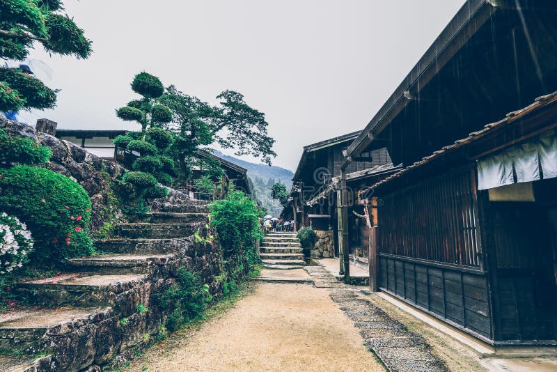 Kiso Valley is the Old Town or Japanese Traditional Wooden Houses for ...