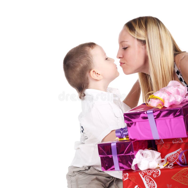 Kiss and gifts stock image. Image of embrace, little 18446771