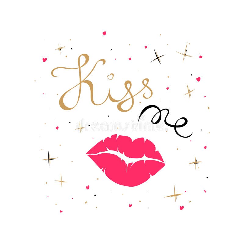 Kiss me hand lettering stock vector. Illustration of text - 83462040