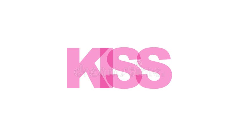 KISS, phrase overlap color no transparency. Concept of simple text for typography poster, sticker design, apparel print, greeting