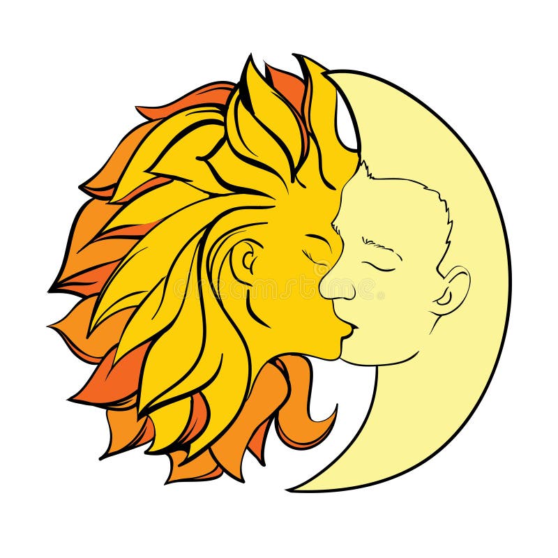 Kiss sun and moon stock vector. Image of tale, together 28398949