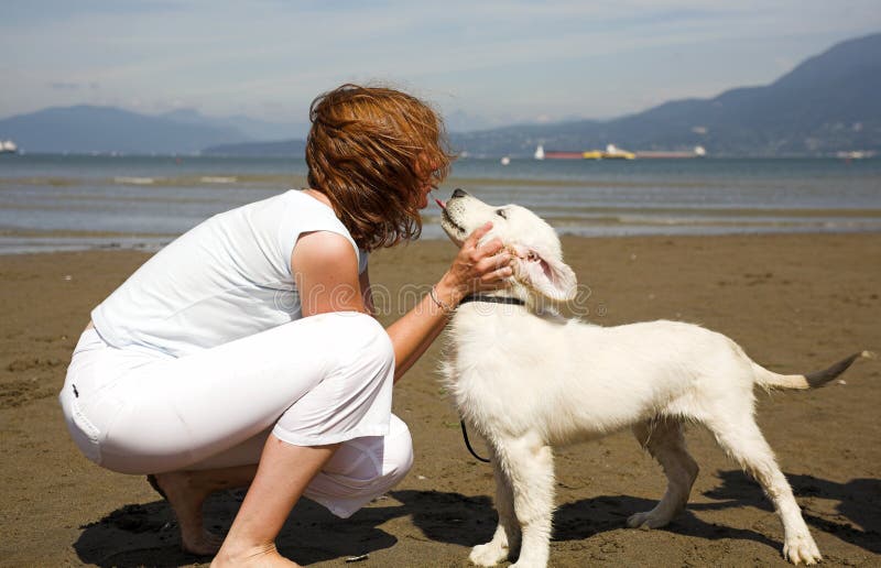 Kiss to her dog