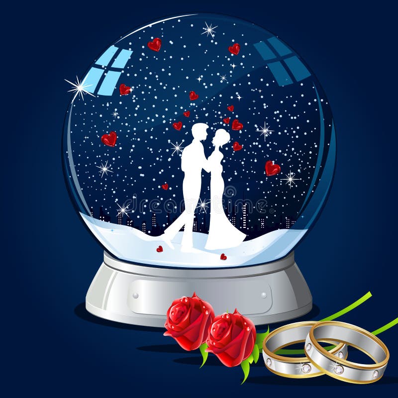 Kissing Couple In Glass Globe Stock Vector - Illustration of happy