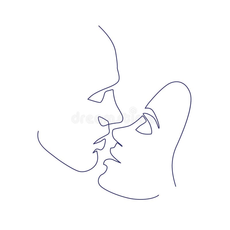 Kissing Couple Kiss Lips Abstract Modern Art Stock Illustrat