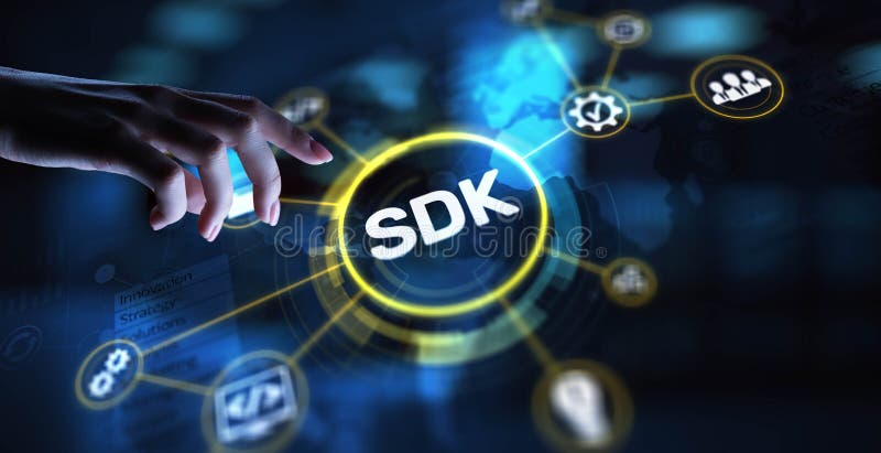 Kit de desarrollo de software SDK Habilitación de la proyección de desarrollo de aplicaciones en una pantalla virtual Concepto de foto de archivo