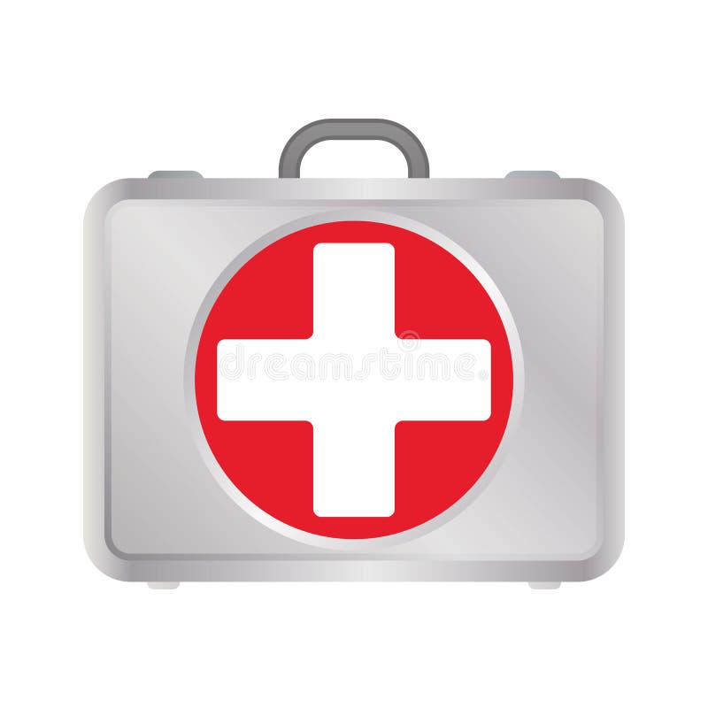 Kit de primeiros socorros na cor de prata do metall com cruz vermelha Ícone liso do sinal médico dos primeiros socorros para o ve ilustração royalty free Kit de primeiros socorros na cor de prata do metall com cruz vermelha Ícone liso do sinal médico dos primeiros socorros para o ve ilustração royalty free