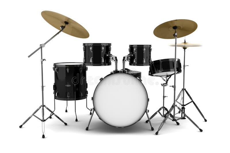 Kit del tambor negro aislado en blanco