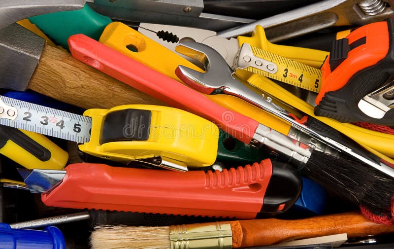 Kit of tools and instruments in box