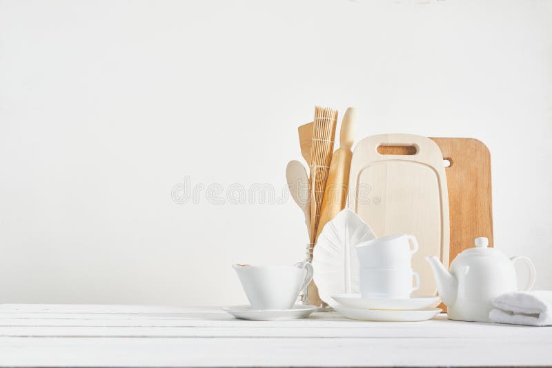 Download Kitchen Background For Mockup With Spoon, Teapot, Cups ...