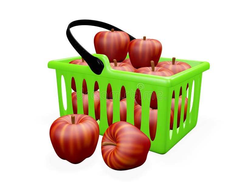 Kitchen Basket Full of Red Apples Stock Illustration Illustration of