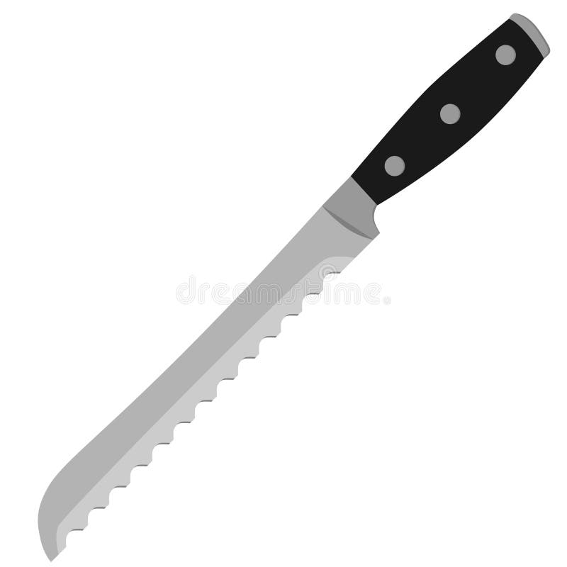 Kitchen Bread Knife Isolated Doodle Hand Drawn Sketch with Outline