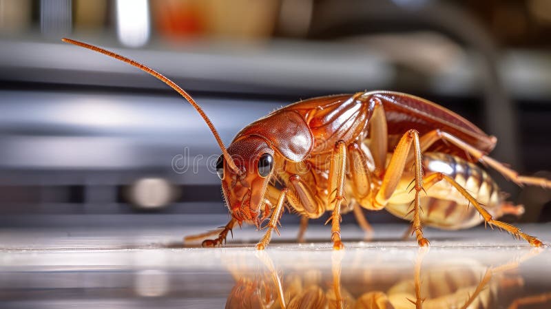 Kitchen brown cockroach stock illustration