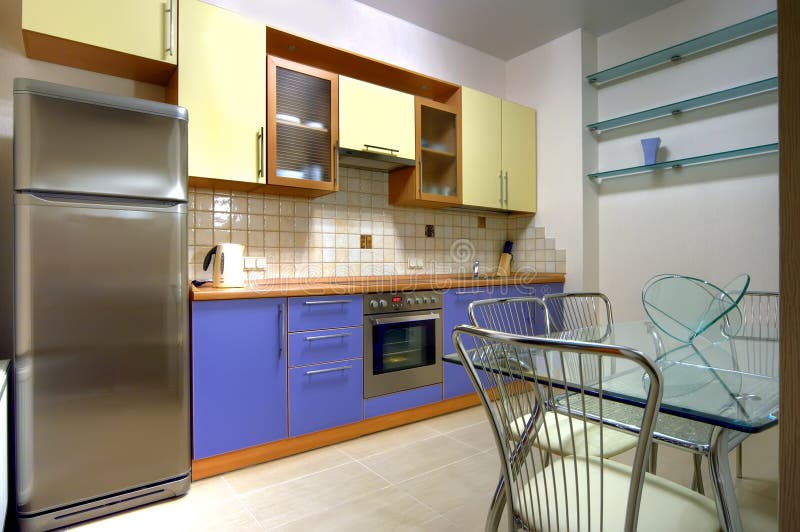 Kitchen with the built in home appliances