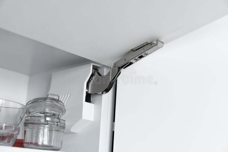 Kitchen with Open Fronts. Lift System for Bifold Fronts for