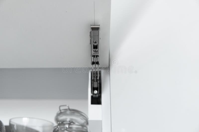 Kitchen with Open Fronts. Lift System for Bifold Fronts for