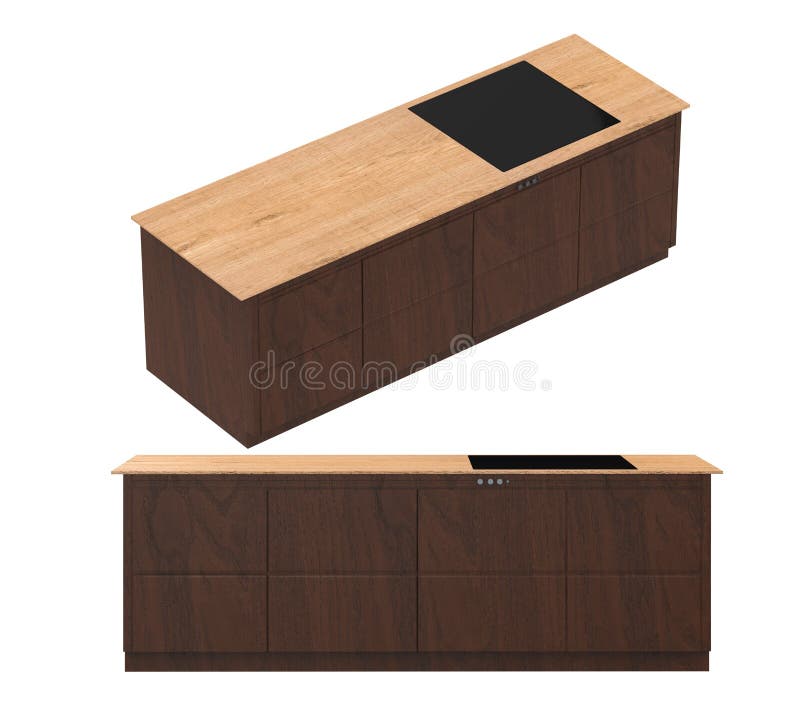 Kitchen with Stove Isolated on White Stock Image Image of