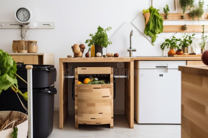 A Kitchen with Compost Bin and Worm Farm, Creating a Sustainable