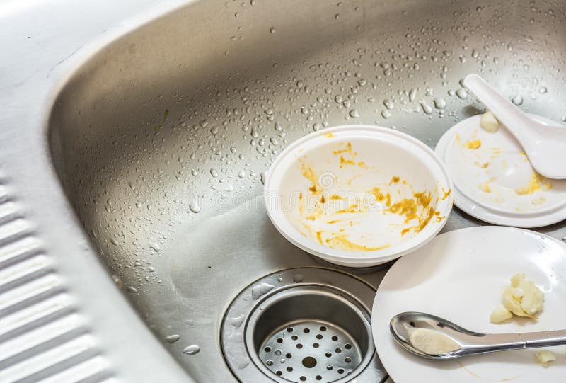 Kitchen Conceptual Image. Dirty Sink with Many Dirty Dishes. Stock Image Image of cutlery