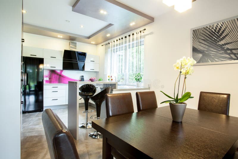 Kitchen Connected with Dining Hall Stock Photo Image of connect, current 49723286