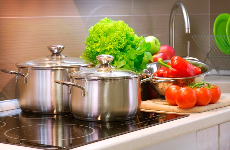 Cooking in a kitchen. stock photo. Image of kitchen, homelike - 28660076