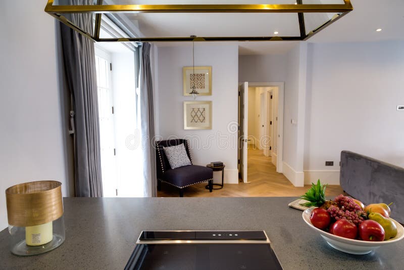 Kitchen Counter and Decorative Chair Stock Photo Image of living