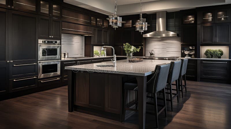 Kitchen dark stained wood vector illustration