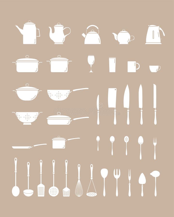 Kitchen Dinnerware Icons Set 04 Stock Vector Illustration of
