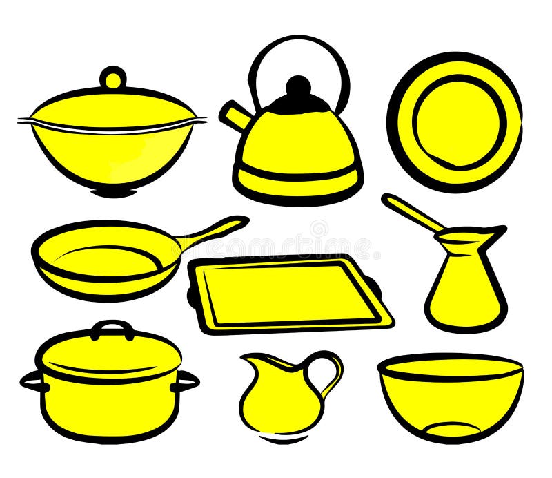 https://thumbs.dreamstime.com/b/kitchen-dish-useful-pots-gold-unique-illustration-vector-drawing-hand-object-other-plates-more-beautiful-79789925.jpg